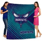 charlotte hornets diagonal stripes teal blanket fashion forward