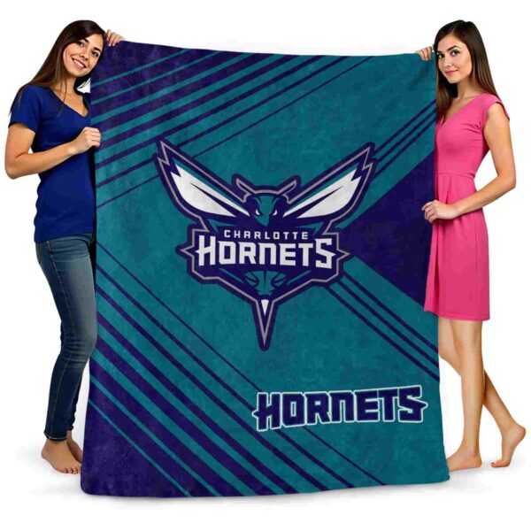 charlotte hornets diagonal stripes teal blanket fashion forward