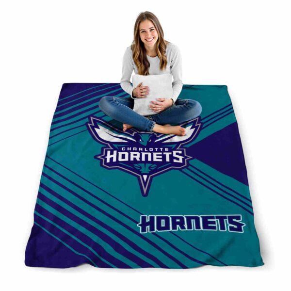 charlotte hornets diagonal stripes teal blanket high quality