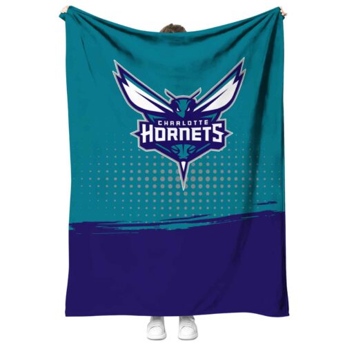 charlotte hornets gradient dots teal blanket best selling