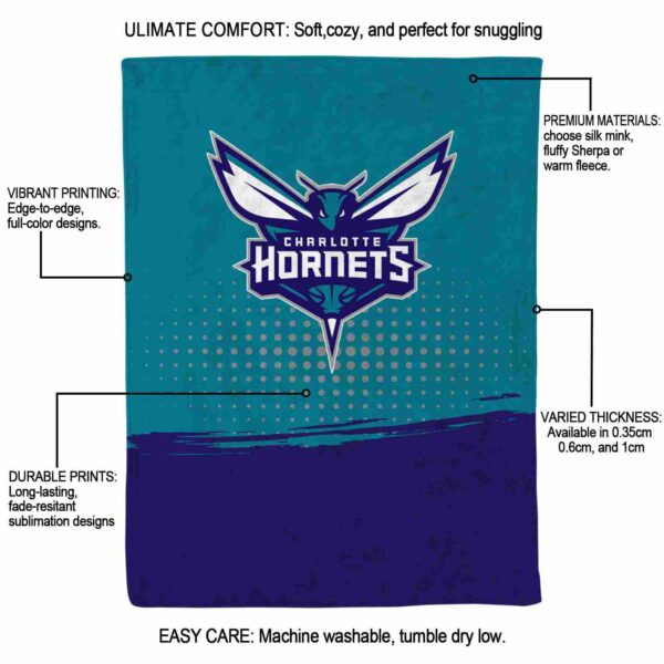 charlotte hornets gradient dots teal blanket new arrival