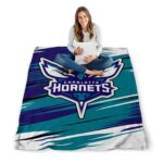 charlotte hornets paint streaks teal white blanket high quality