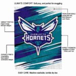 charlotte hornets paint streaks teal white blanket new arrival