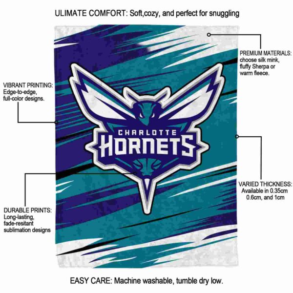 charlotte hornets paint streaks teal white blanket new arrival