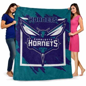 charlotte hornets splatter effect teal blanket fashion forward