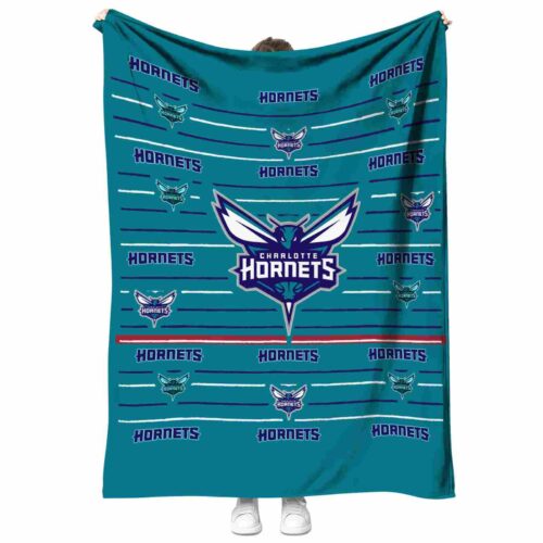 charlotte hornets striped pattern teal blanket best selling