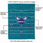 charlotte hornets striped pattern teal blanket best selling