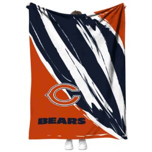 chicago bears brushstrokes blue white blanket best selling