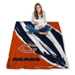 chicago bears brushstrokes blue white blanket high quality