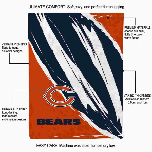 chicago bears brushstrokes blue white blanket new arrival