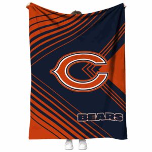 chicago bears diagonal stripes blue blanket best selling