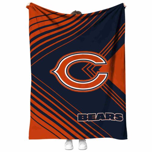 chicago bears diagonal stripes blue blanket best selling