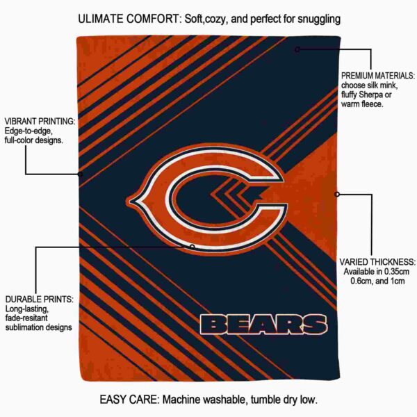 chicago bears diagonal stripes blue blanket new arrival