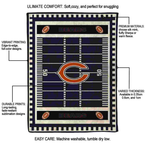 chicago bears football field blue blanket new arrival