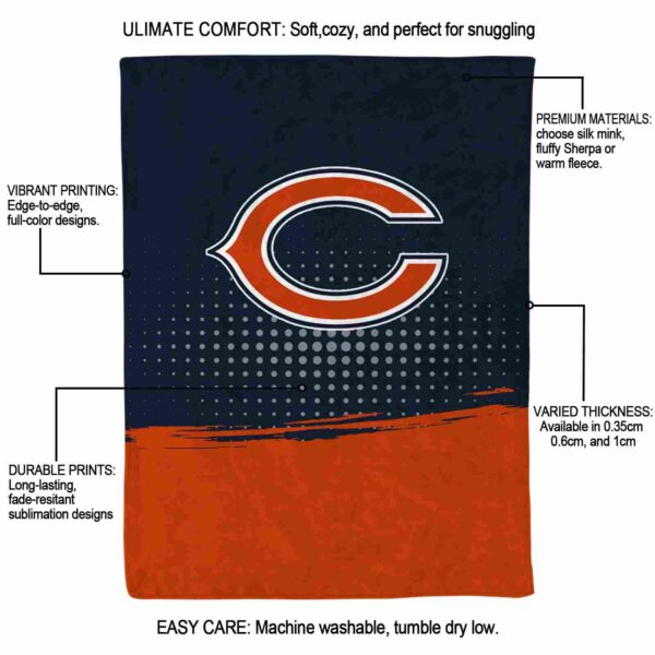 chicago bears gradient dots blue blanket new arrival