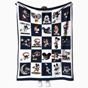 chicago bears mickey minnie blue white blanket best selling