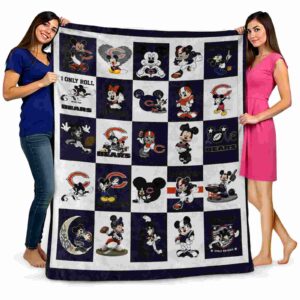 chicago bears mickey minnie blue white blanket fashion forward