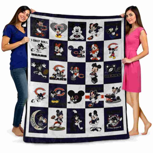 chicago bears mickey minnie blue white blanket fashion forward