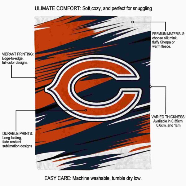 chicago bears paint streaks blue white blanket new arrival