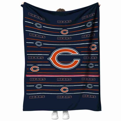 chicago bears striped pattern blue blanket best selling