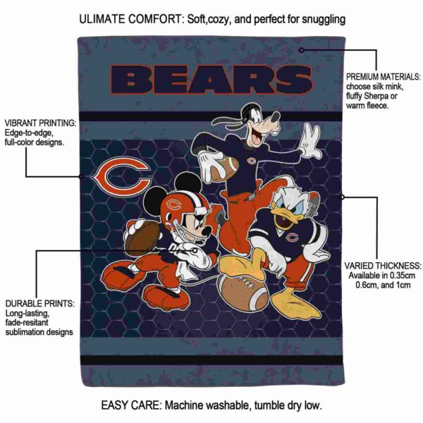 chicago bears three musketeers blue blanket new arrival