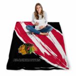 chicago blackhawks brushstrokes red white blanket high quality
