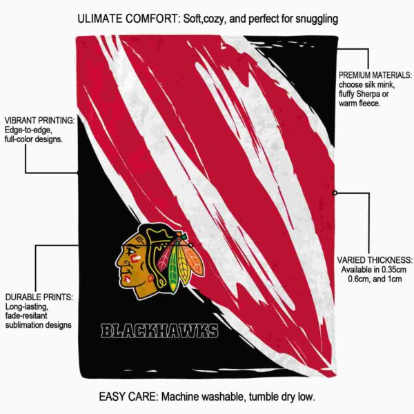 chicago blackhawks brushstrokes red white blanket new arrival