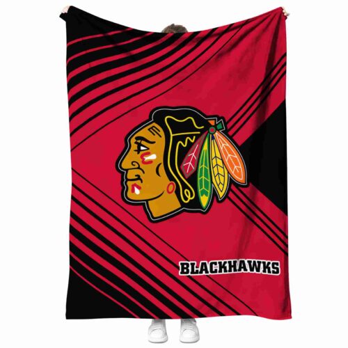 chicago blackhawks diagonal stripes red blanket best selling