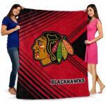 chicago blackhawks diagonal stripes red blanket best selling