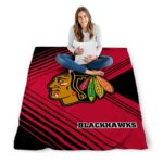chicago blackhawks diagonal stripes red blanket best selling