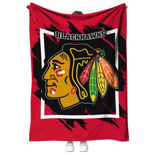 chicago blackhawks splatter effect red blanket best selling