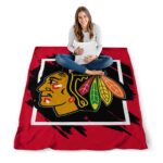 chicago blackhawks splatter effect red blanket high quality