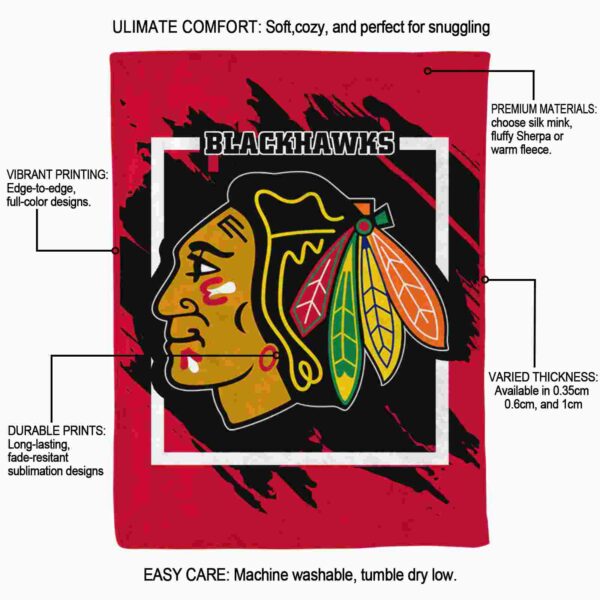 chicago blackhawks splatter effect red blanket new arrival