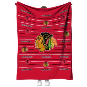 chicago blackhawks striped pattern red blanket best selling