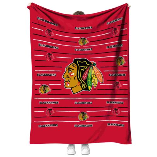 chicago blackhawks striped pattern red blanket best selling