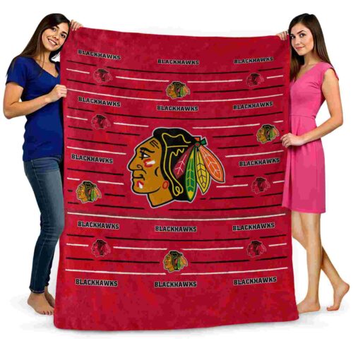 chicago blackhawks striped pattern red blanket fashion forward