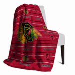 chicago blackhawks striped pattern red blanket best selling