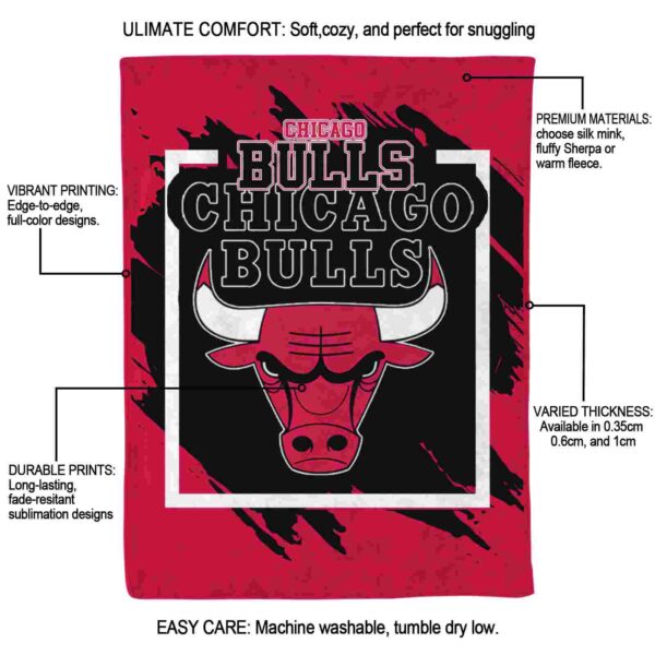 chicago bulls splatter effect red blanket new arrival
