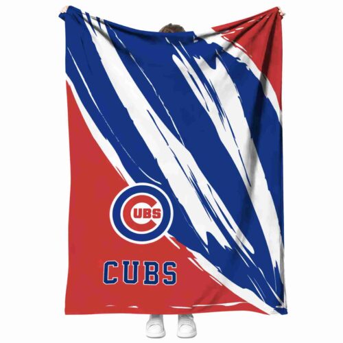 chicago cubs brushstrokes blue white blanket best selling
