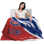 chicago cubs brushstrokes blue white blanket best selling