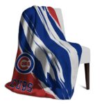 chicago cubs brushstrokes blue white blanket best selling