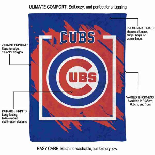 chicago cubs splatter effect blue blanket new arrival