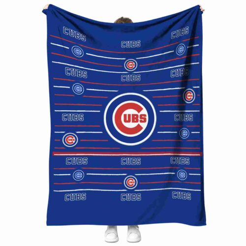 chicago cubs striped pattern blue blanket best selling
