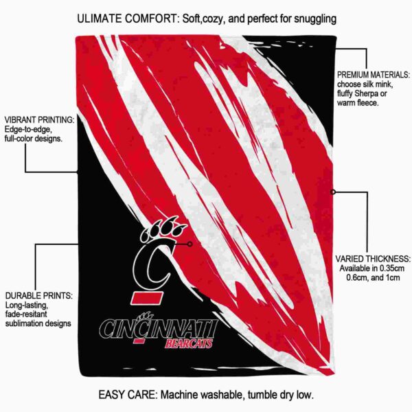 cincinnati bearcats brushstrokes red white blanket new arrival