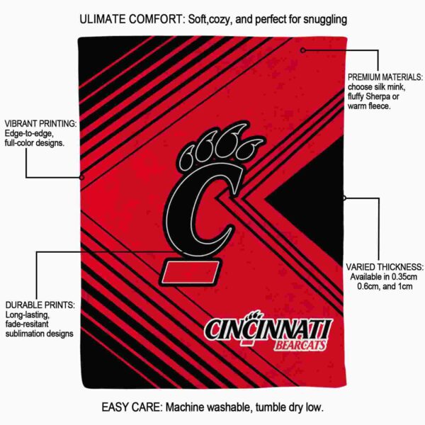 cincinnati bearcats diagonal stripes red blanket new arrival