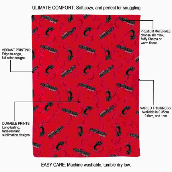 cincinnati bearcats diehard fans red blanket new arrival