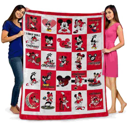cincinnati bearcats mickey minnie red white blanket fashion forward