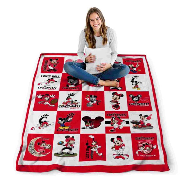 cincinnati bearcats mickey minnie red white blanket high quality