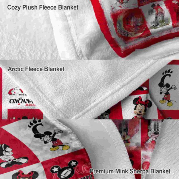 cincinnati bearcats mickey minnie red white blanket premium grade