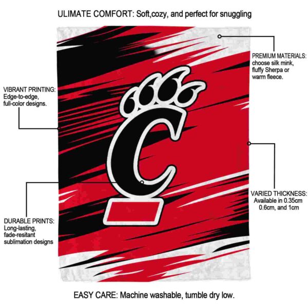 cincinnati bearcats paint streaks red white blanket new arrival